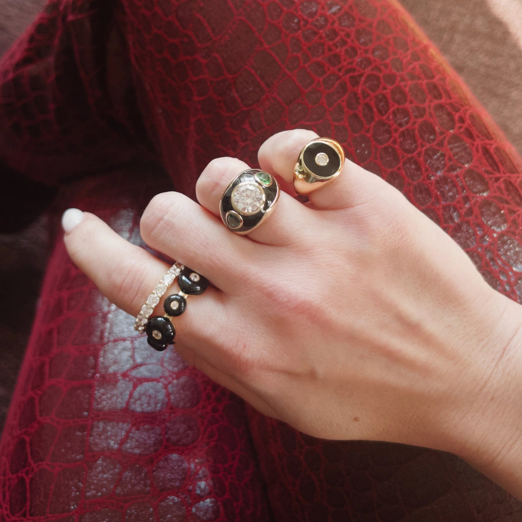 Luna Nera Eternity Band stacked