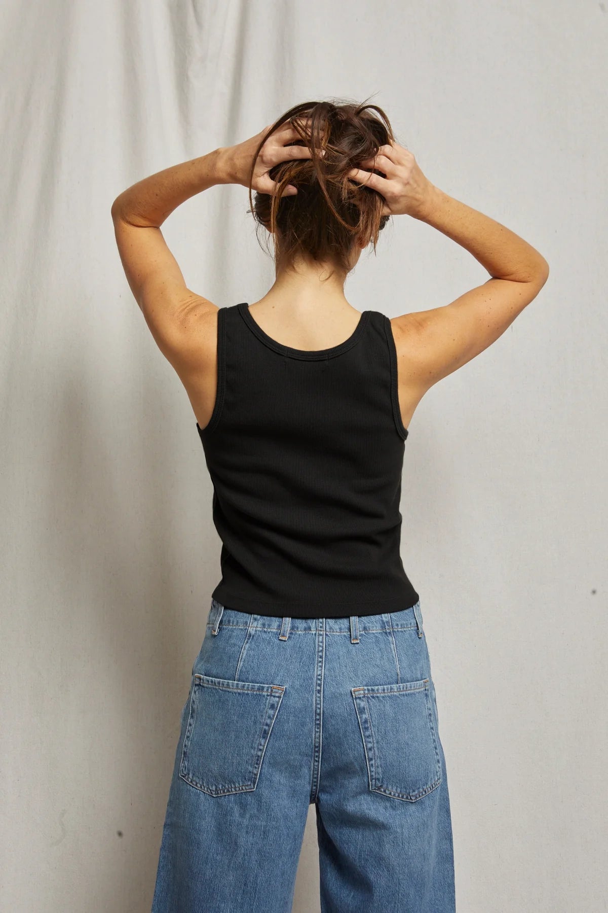 Maria V Neck Tank Black back view