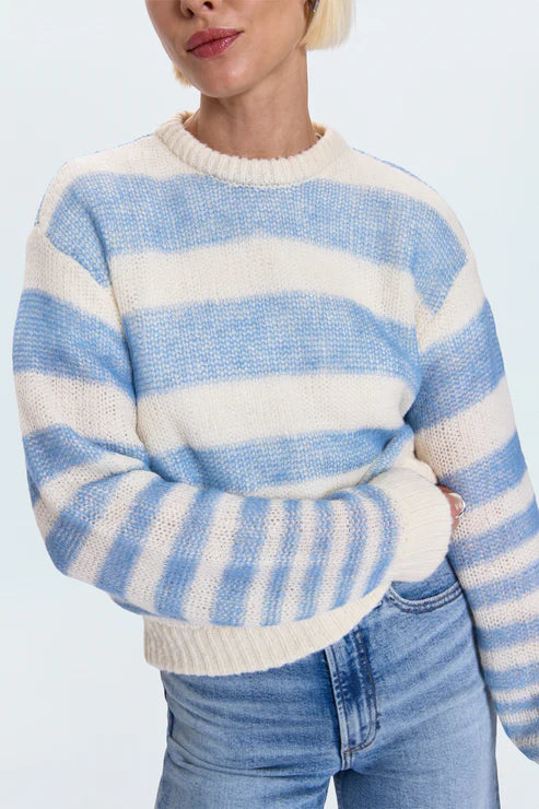 Moa Stripe Bubble Sweater close up front