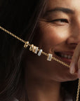 Diamond Polka Dot Big Bead 14k Yellow Gold on chain with other beads