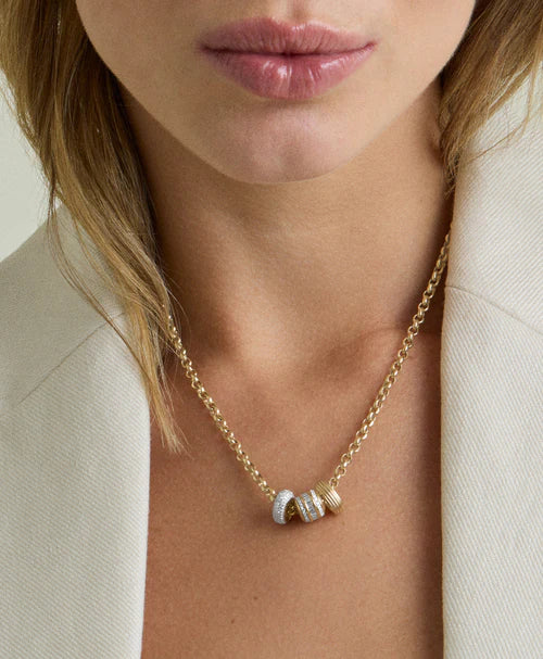 Groovy Spacer Big Bead 10k Yellow Gold with other beads on chain