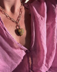 Malene Tiger’s Eye Heart Clip Necklace on model