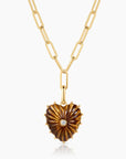 Malene Tiger’s Eye Heart Clip Necklace close up