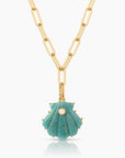 Marea Amazonite Shell Clip Necklace front view on white background