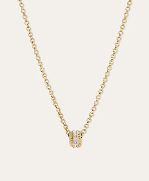 Martine Diamond Big Bead 14k Yellow Gold on rollo chain