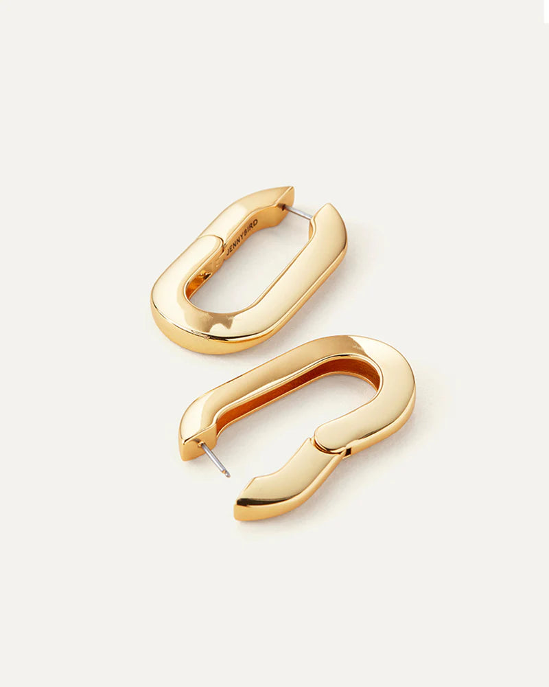 Mega U Link Earrings on white background showing hinge closure