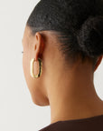 Mega U Link Earrings back view on model