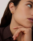 Mini Woven Square Earrings Gold on model