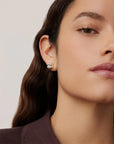 Mini Woven Square Earrings Silver on model