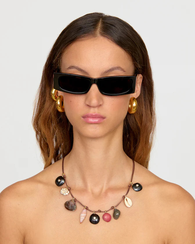 Moku Wrap front view on model with glasses on
