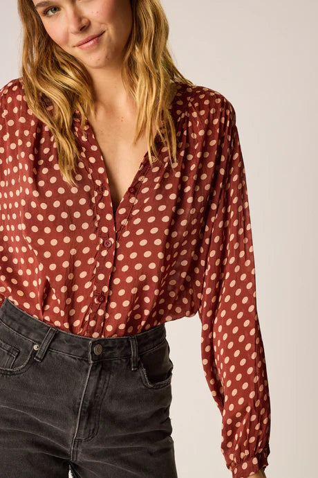 Tolan Polka Dot Shirt close up
