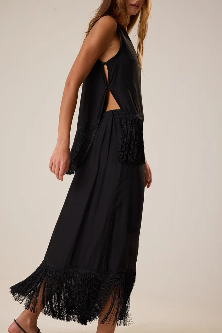Jessie Top with Fringe and Anita Fringe Skirt side view