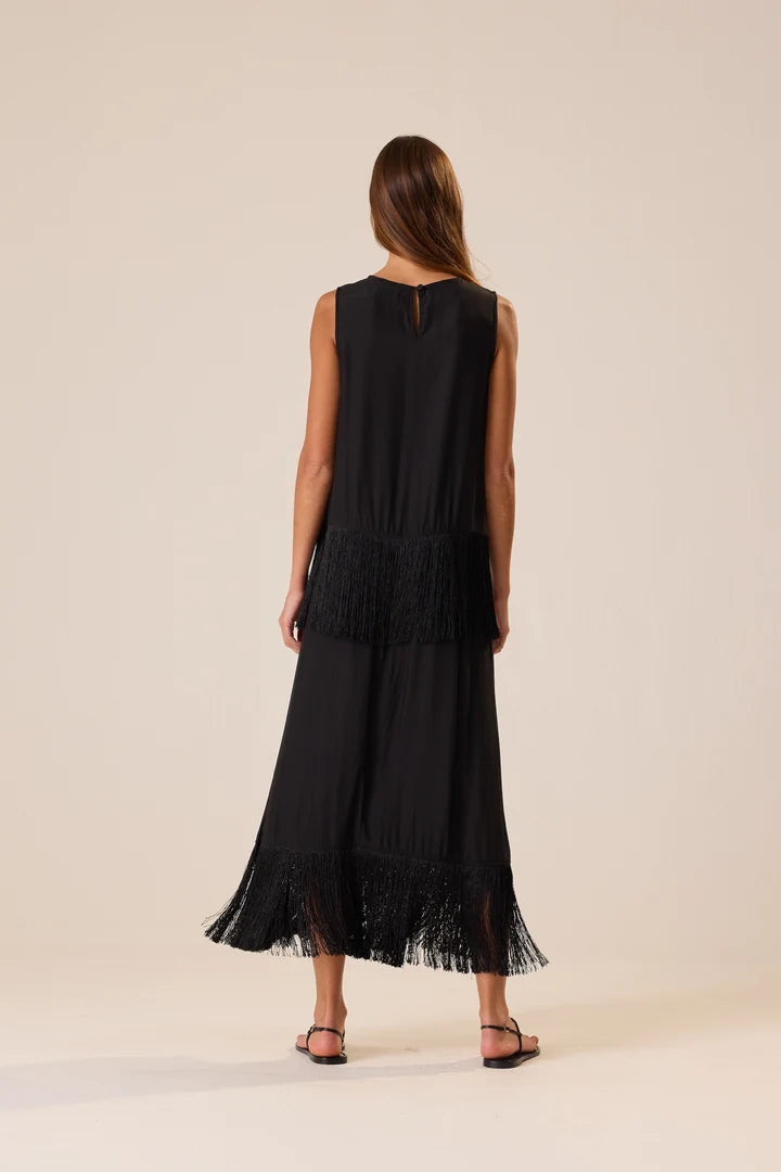 Anita Fringe Skirt with fringe top back view