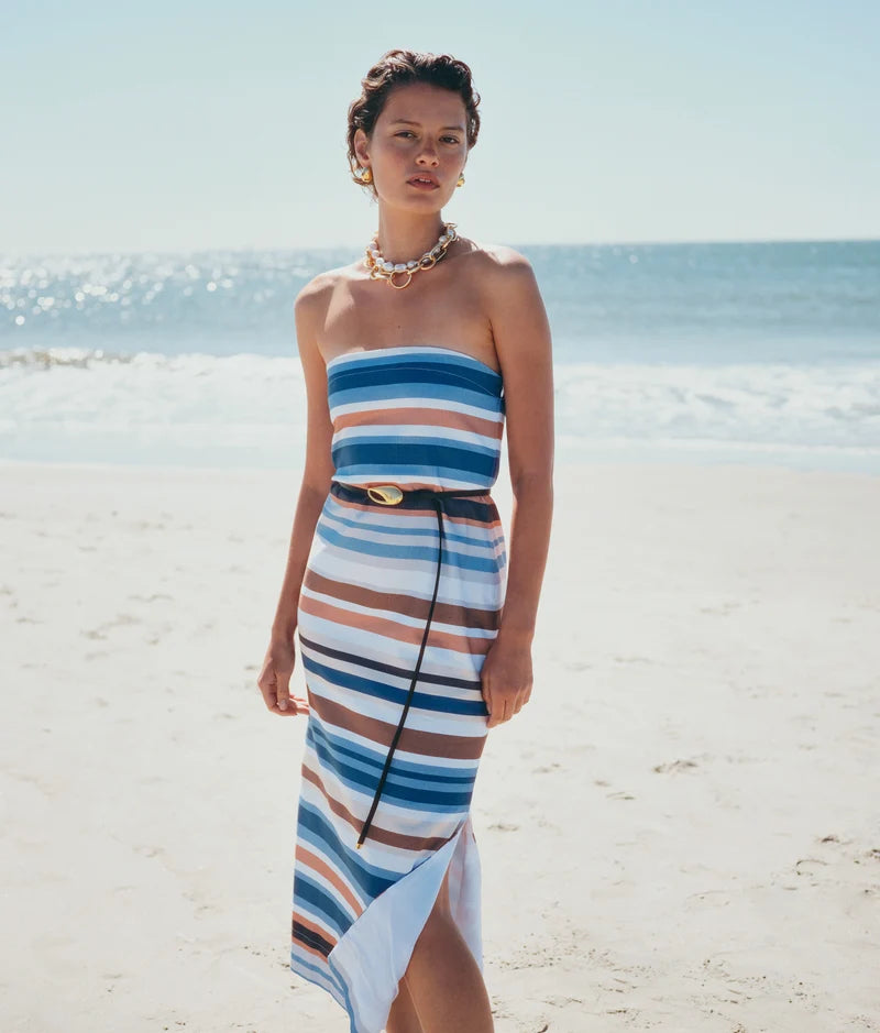 Estelle Belt in Black front view on model wearing dress