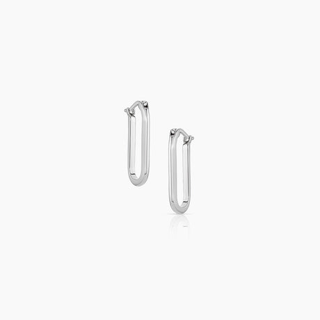 Nadine Hoop Earring in Rhodium side view on white background