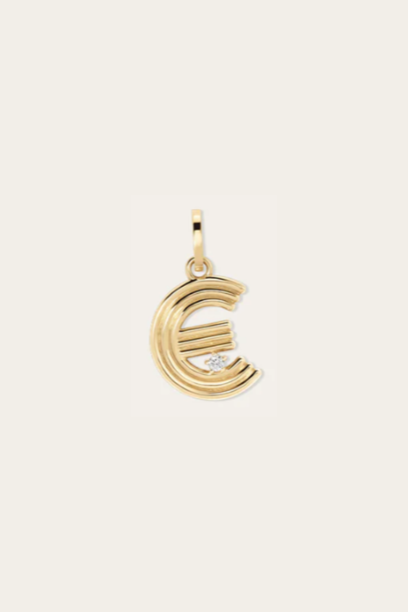 Groovy Diamond Initial Charm E by itself