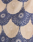 Close-up of a fabric with blue and white  pattern