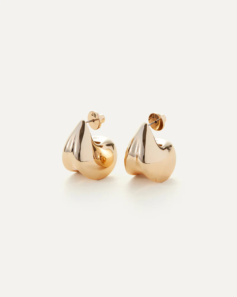 Paige Puff Earrings front and partial side view on model