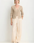 Raleigh Cardigan in Latte full body front view on model