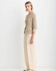 Raleigh Cardigan in Latte full body side view on model