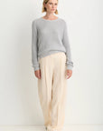 Raleigh Pullover in Heather Grey full body front view on model