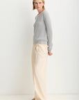 Raleigh Pullover in Heather Grey full body side view on model