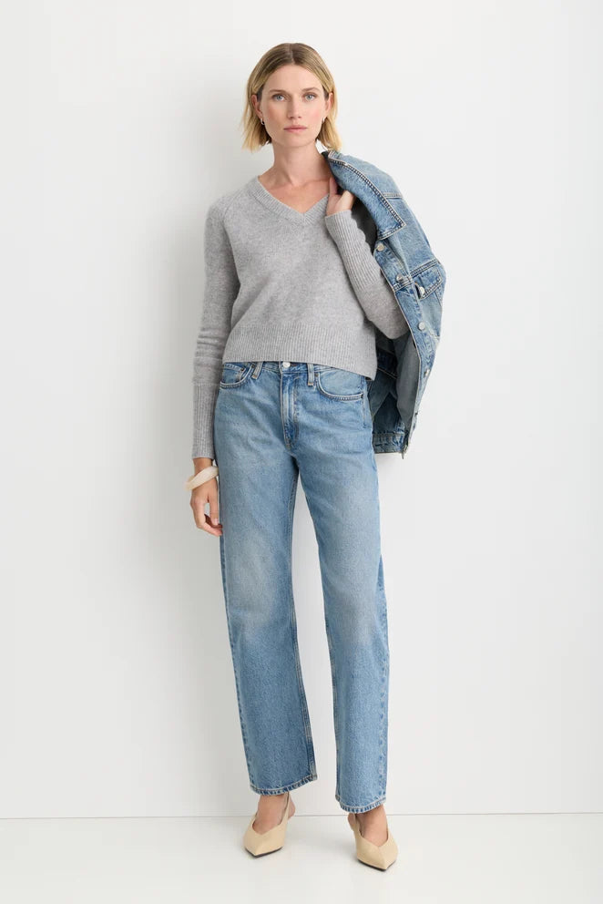 Blakely Sweater in Heather Grey full body front view