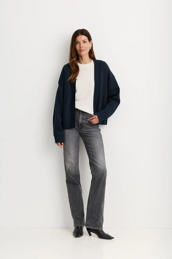 Jack Distressed Cardigan full body front view on model