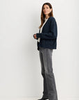 Jack Distressed Cardigan full body side view on model