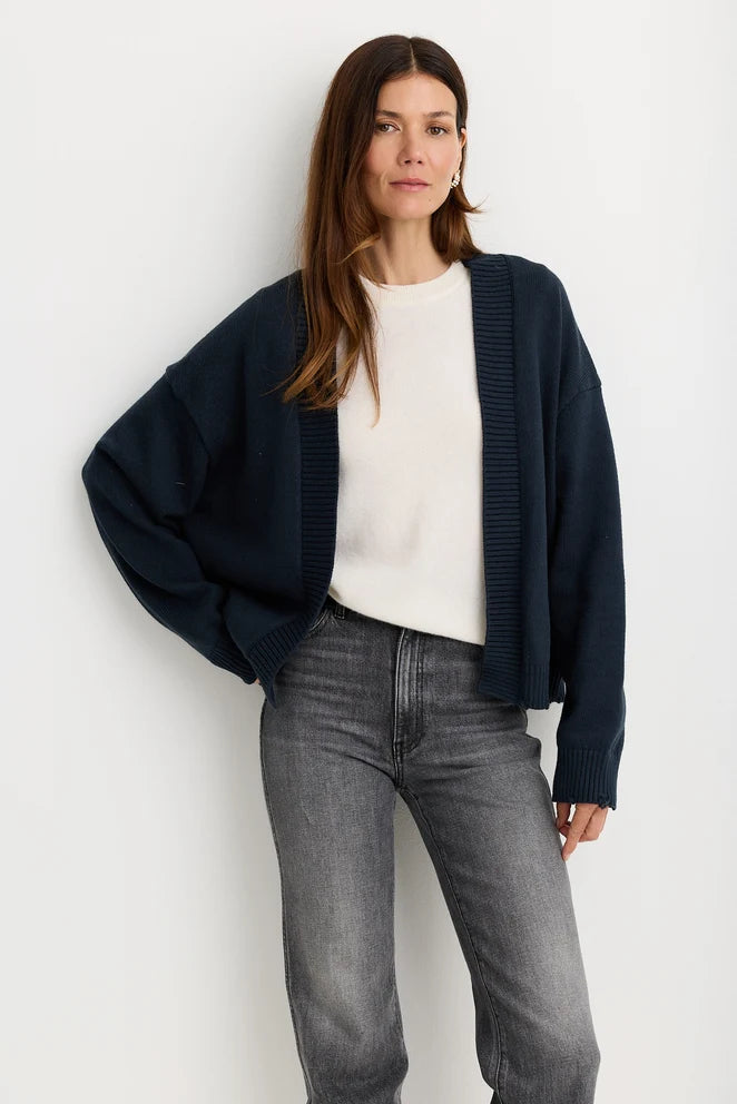 Jack Distressed Cardigan front view on model