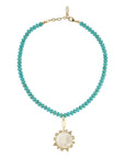 Semi-Precious Odyssey Necklace front view on white background on Mother of Pearl side