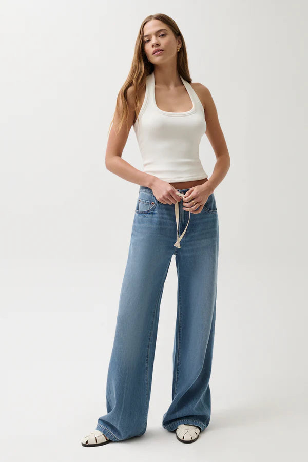 Jadyn Mid Rise Drawstring Palazzo Jean front