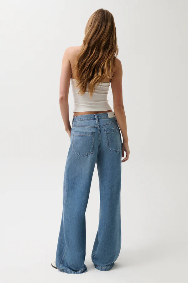 Jadyn Mid Rise Drawstring Palazzo Jean back