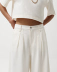 Delphine Pleated Wide close up front view