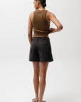 Kamora High Rise Linen Short full body back view on model
