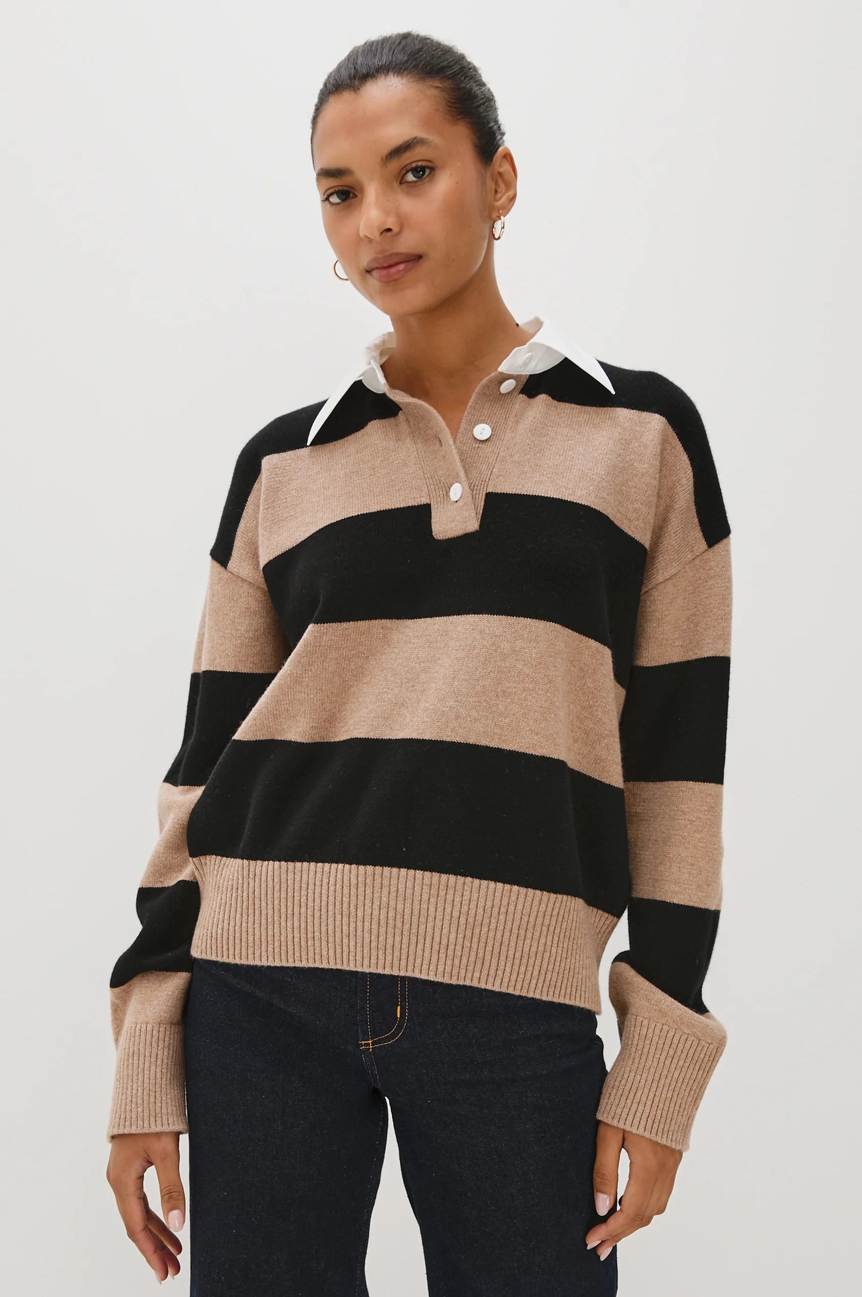 Paxton Rugby Stripe Polo Sweater front