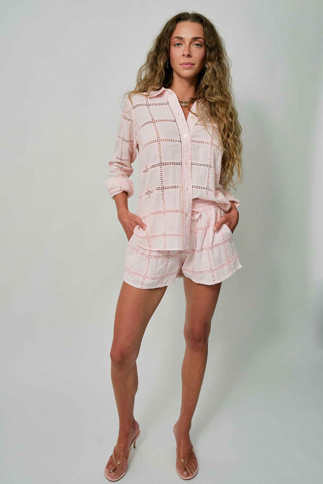 Tomei Cotton Top and Lettie Cotton Short full body front view