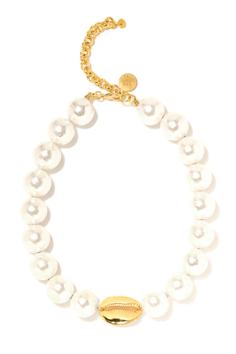 Venessa Arizaga Oceansides Pearl Necklace flat lay