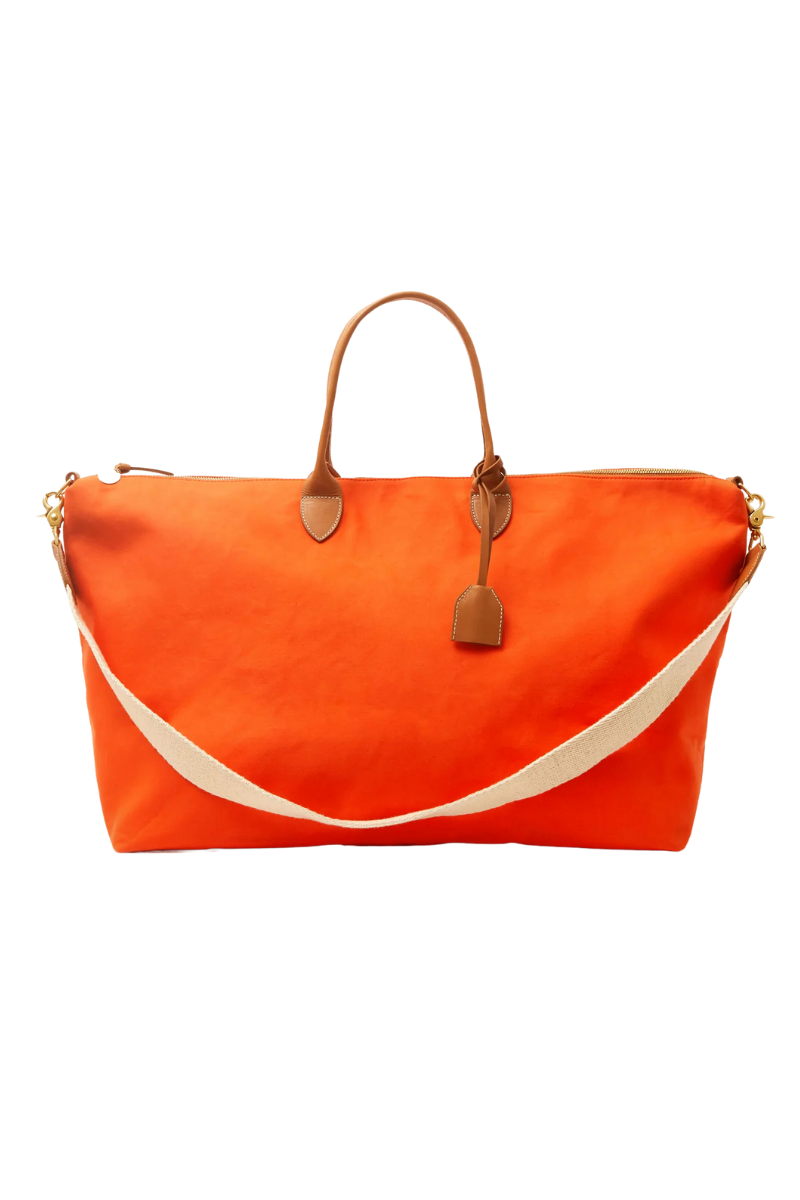 Clare V Weekender Canvas Bag flat lay
