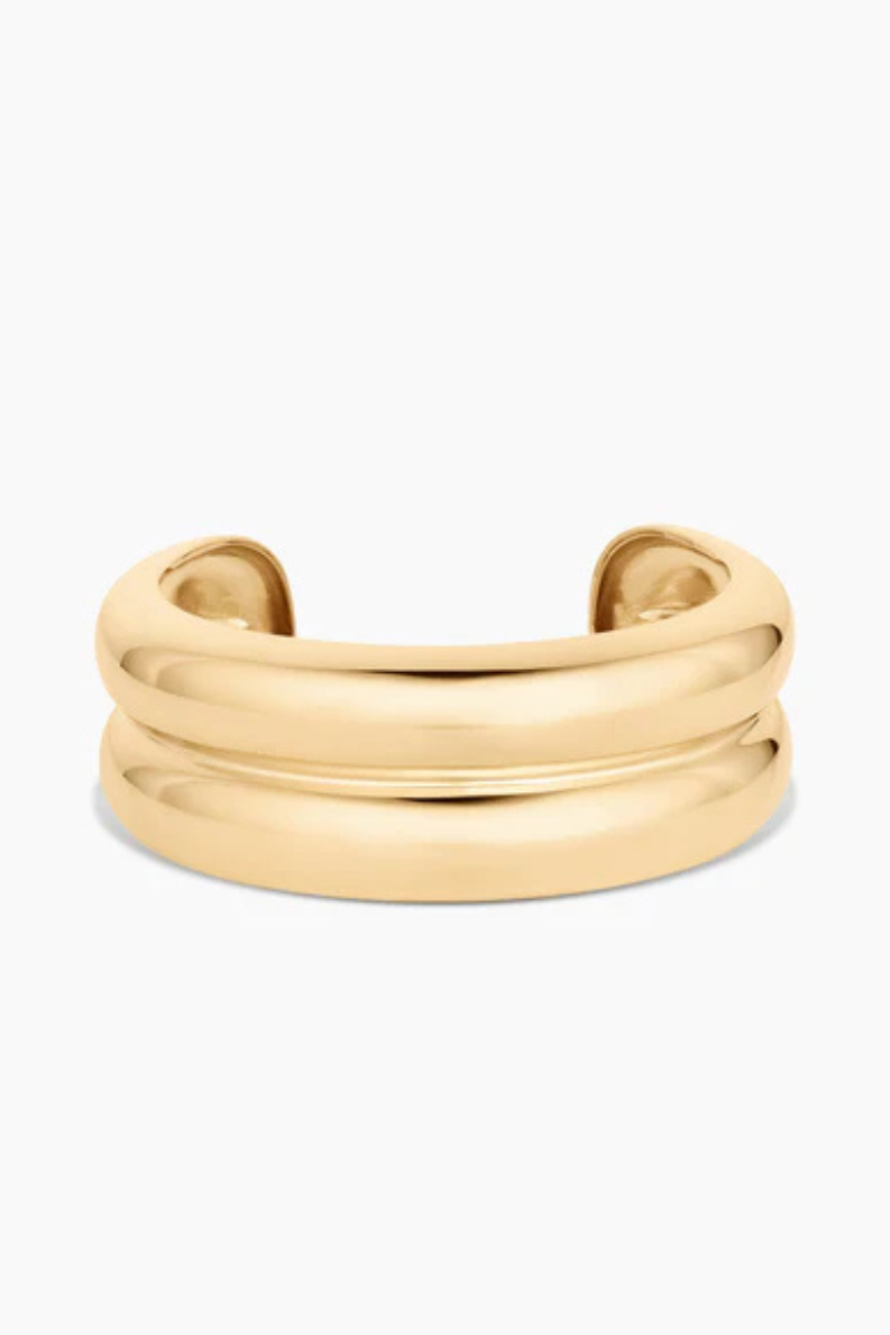 Thatch Frankie Double Cuff Bracelet in Gold flat lay