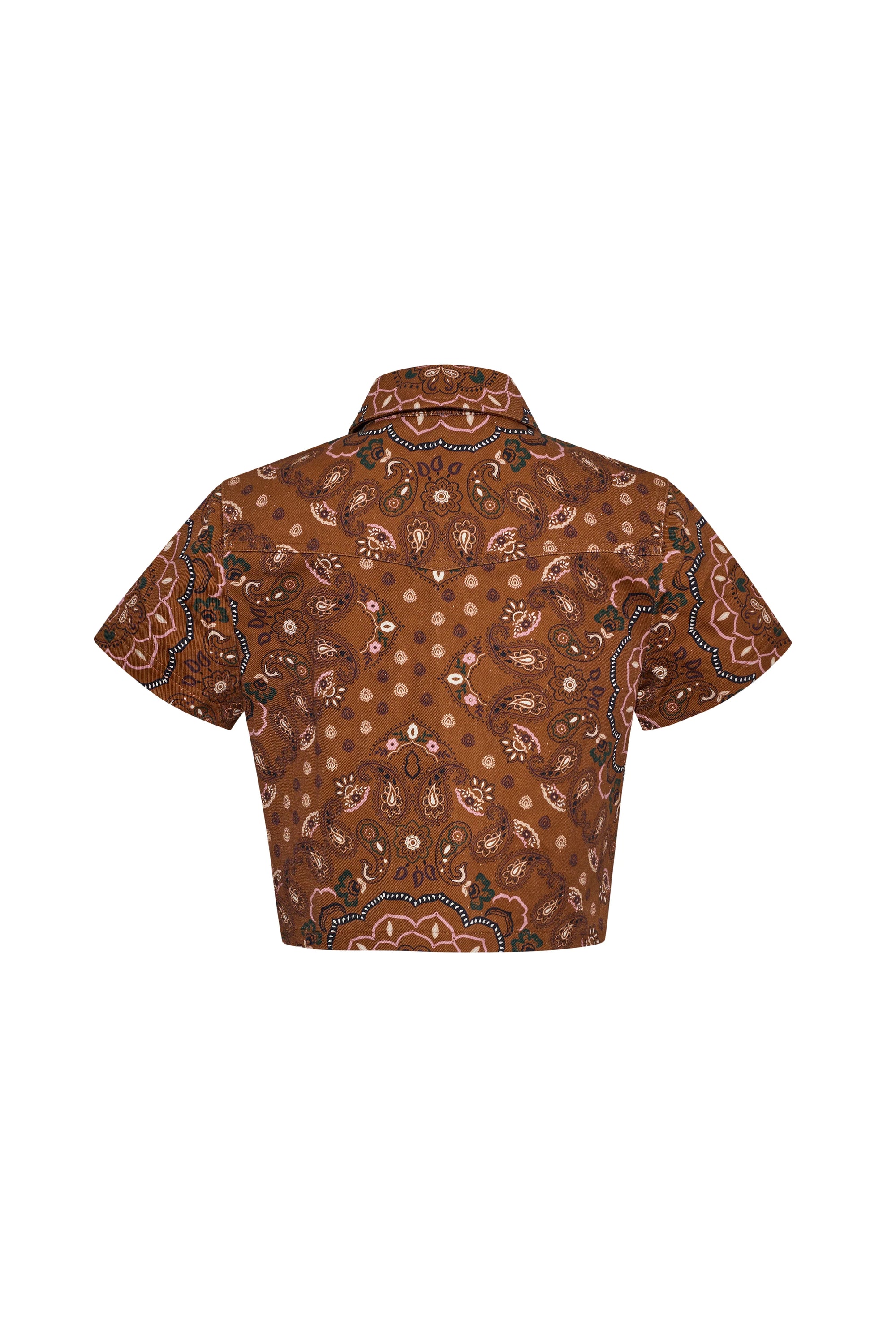 Paro Top in Bandana Camel back view on white background