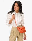 Petite Moyen Messenger Saltillo Diagonal Woven worn as crossbody