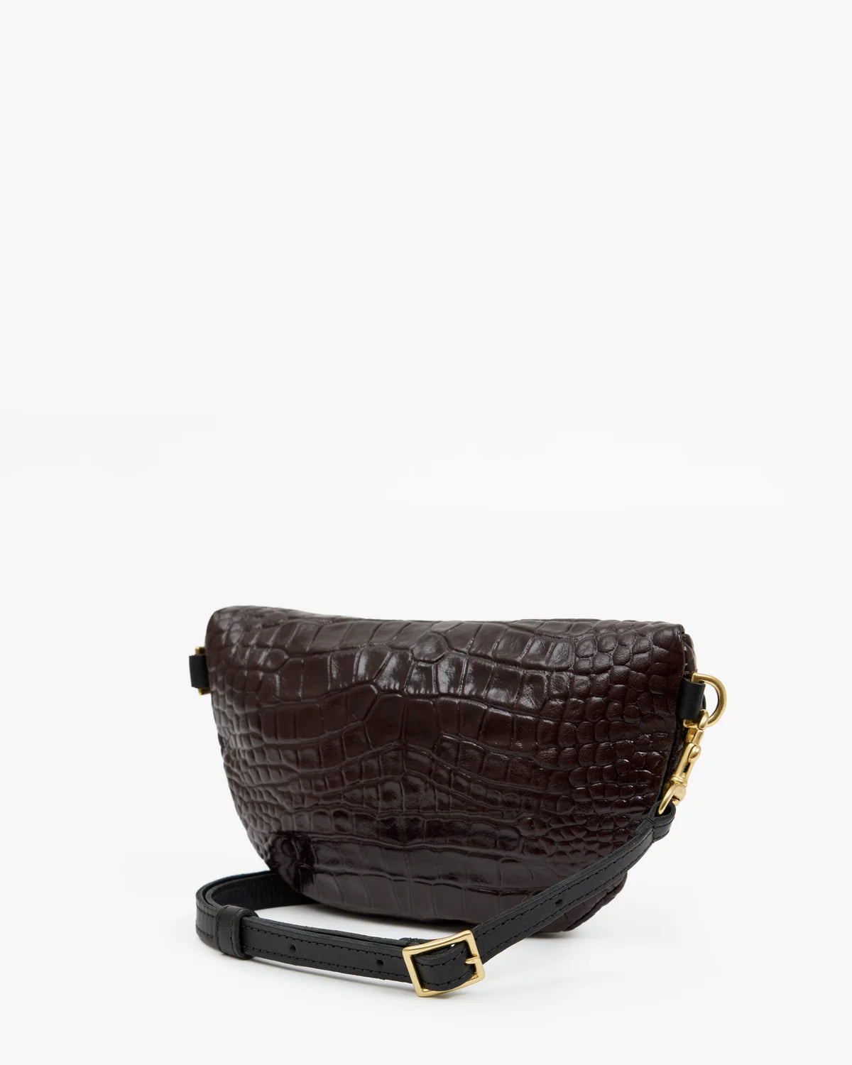 embossed mahogany croc bag with strap