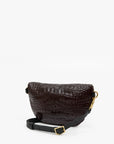 embossed mahogany croc bag with strap