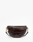 embossed mahogany croc bag with strap