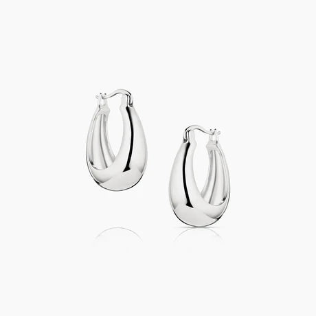 Lumi Petite Hoop Earrings in Rhodium side view on white background