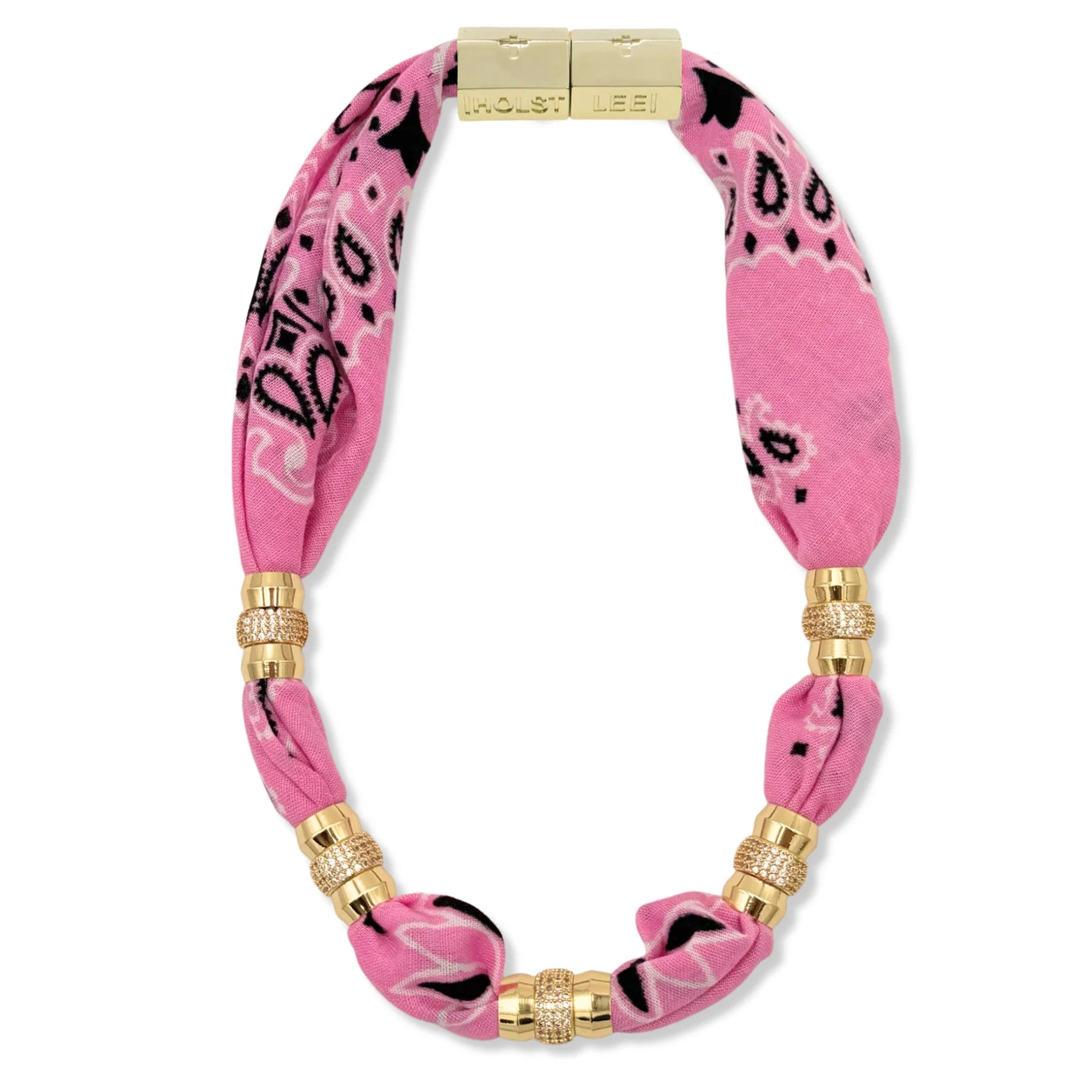 Pink Bandana Necklace laid flat