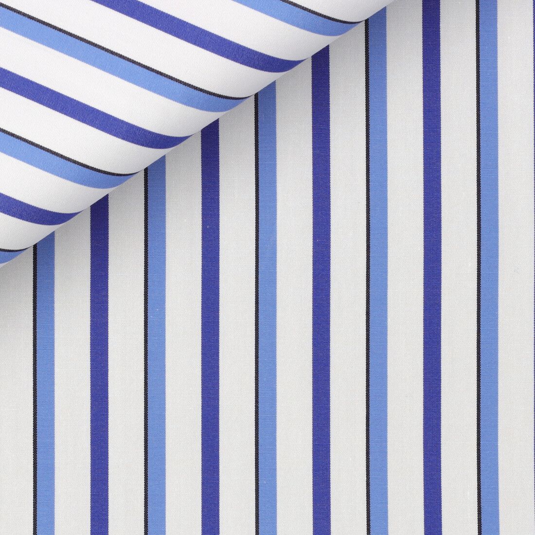Close-up of blue and white striped fabric