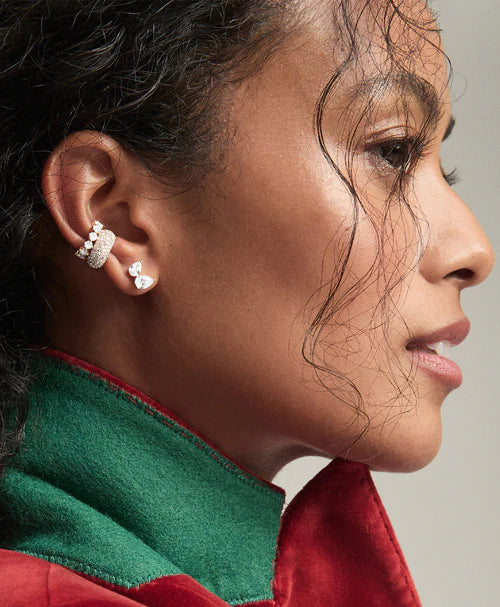 Premier Amigos Diamond Ear Cuff on ear with other diamond accents