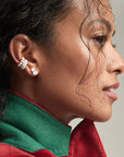 Premier Amigos Diamond Ear Cuff on ear with other diamond accents